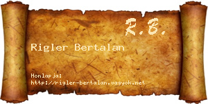 Rigler Bertalan névjegykártya